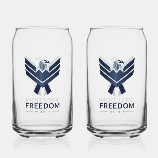 Stylized Blue Eagle "Freedom Within" Dosenglas (Vorderseite)