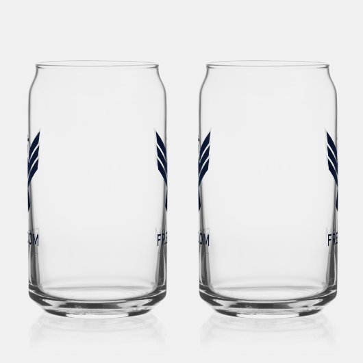 Stylized Blue Eagle "Freedom Within" Dosenglas (Rechts)