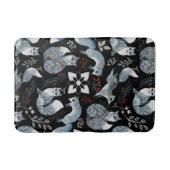  Stylized blue foxes with intricate floral designs Badematte (Vorderseite)