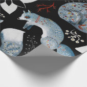  Stylized blue foxes with intricate floral designs Geschenkpapier (Ecke)
