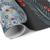  Stylized blue foxes with intricate floral designs Geschenkpapier (Rolleneckpunkt)