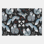 Stylized blue foxes with intricate floral designs Geschenkpapier Set (Vorderseite)