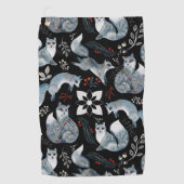  Stylized blue foxes with intricate floral designs Golfhandtuch (Vorderseite)