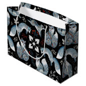  Stylized blue foxes with intricate floral designs Große Geschenktüte (Rückseite Schrägansicht)