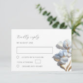 Stylized Blue Gold Lily Bas Relief Flower RSVP Karte (Stehend Vorderseite)