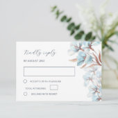 Stylized Blue Rose Gold Lily Layered Flowers RSVP Karte (Stehend Vorderseite)