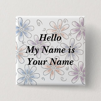 stylized Blumen, hallo mein Name ist Ihr Name Button