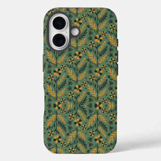 Stylized botanical orange and black floral pattern Case-Mate iPhone hülle (Rückseite)
