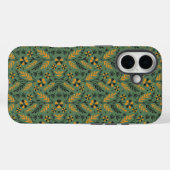 Stylized botanical orange and black floral pattern Case-Mate iPhone hülle (Rückseite (Horizontal))