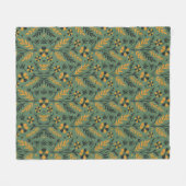Stylized botanical orange and black floral pattern fleecedecke (Vorderseite (Horizontal))