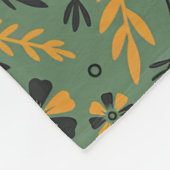 Stylized botanical orange and black floral pattern fleecedecke (Ecke)