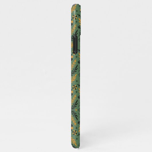 Stylized botanical orange and black floral pattern iPhone hülle (Rechte Seite)