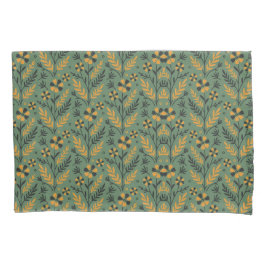 Stylized botanical orange and black floral pattern kissenbezug