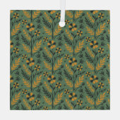 Stylized botanical orange and black floral pattern ornament aus glas (Rückseite)