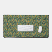 Stylized botanical orange and black floral pattern schreibtischunterlage (Tastatur & Maus)