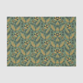 Stylized botanical orange and black floral pattern seidenpapier