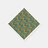 Stylized botanical orange and black floral pattern serviette (Ecke)