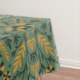 Stylized botanical orange and black floral pattern tischdecke