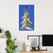 Stylized Christmas Tree Mid-Century Matchbox Label Poster (Heimbüro)