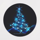 stylized Christmas tree SlipperyJoe glowing blue s Etiketten (Design 2)