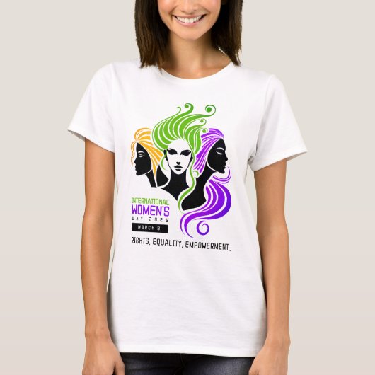 Stylized Colorful Trio of Women IWD 2025 T-Shirt (Vorderseite)
