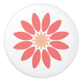 Stylized Coral Daisy with Peach Center Keramikknauf (Vorderseite)