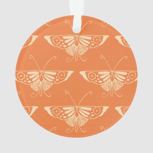 Stylized Deco butterfly - orangefarbene Coral Ornament (Rückseite)