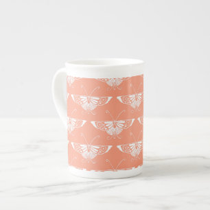 Stylized Deco butterfly - orangefarbene Coral Porzellantasse