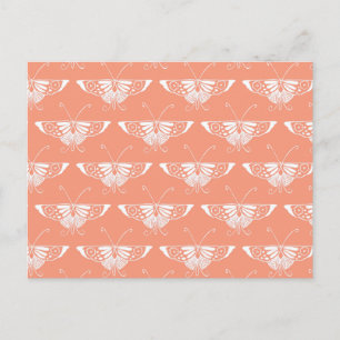 Stylized Deco butterfly - orangefarbene Coral Postkarte