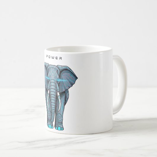 Stylized Elephant Graphic with Power Theme Kaffeetasse (VorderseiteRechts)