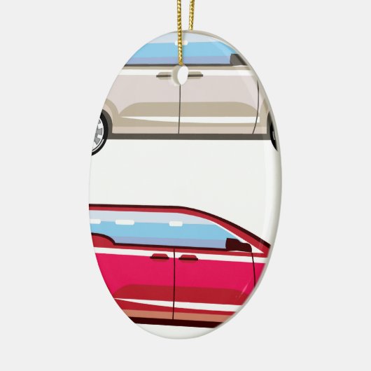 Stylized Family Van Vector Keramik Ornament (Links)