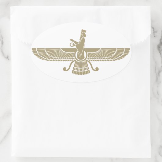 Stylized Faravahar Ovaler Aufkleber (Tasche)