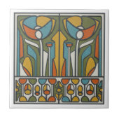 Stylized Floral Mid-Century Motif #6 ID1224 Fliese (Vorderseite)