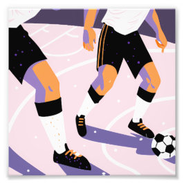 Stylized Football Players Dribbling a Soccer Ball Fotodruck