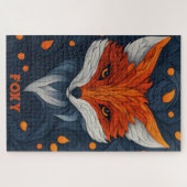 Stylized Fox Illustration with Floral Background Puzzle (Horizontal)