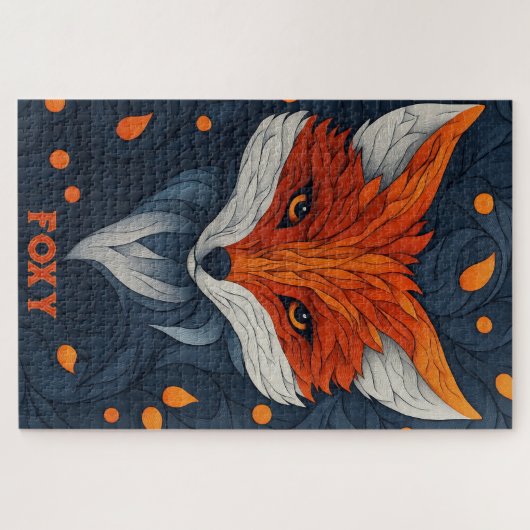 Stylized Fox Illustration with Floral Background Puzzle (Horizontal)