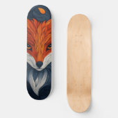 Stylized Fox Illustration with Floral Background Skateboard (Vorderseite)