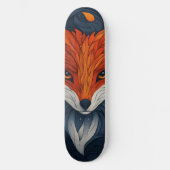 Stylized Fox Illustration with Floral Background Skateboard (Vorderseite)