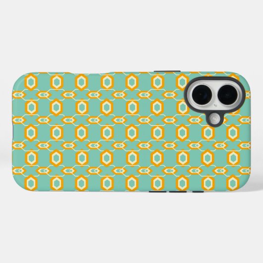 Stylized geometric pattern in bold orange hexagon Case-Mate iPhone hülle (Rückseite (Horizontal))