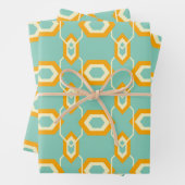 Stylized geometric pattern in bold orange hexagon geschenkpapier set (Beispiel)