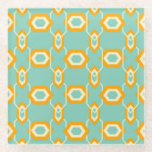 Stylized geometric pattern in bold orange hexagon glasuntersetzer (Vorderseite)