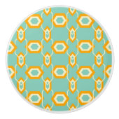 Stylized geometric pattern in bold orange hexagon keramikknauf (Vorderseite)