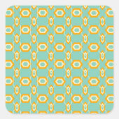 Stylized geometric pattern in bold orange hexagon quadratischer aufkleber (Vorderseite)