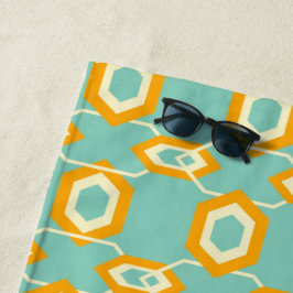 Stylized geometric pattern in bold orange hexagon strandtuch