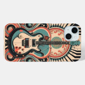 Stylized Gitarre Art Deko Apple iPhone 15 Fall Case-Mate iPhone Hülle (Rückseite (Horizontal))