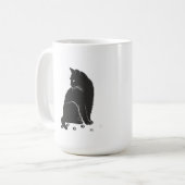 Stylized Grey Cat and Paw Prints Long-Sleeve Shirt Kaffeetasse (Vorderseite Links)