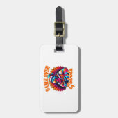 Stylized Hoodie Turkey Gamer with Distressed Orang Gepäckanhänger (Vorderseite vertikal)