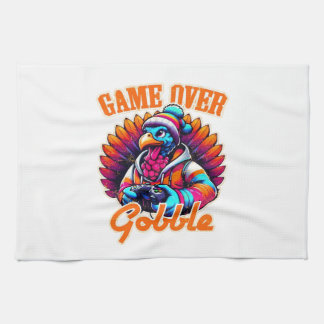 Stylized Hoodie Turkey Gamer with Distressed Orang Geschirrtuch