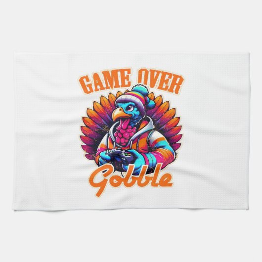 Stylized Hoodie Turkey Gamer with Distressed Orang Geschirrtuch (Horizontal)