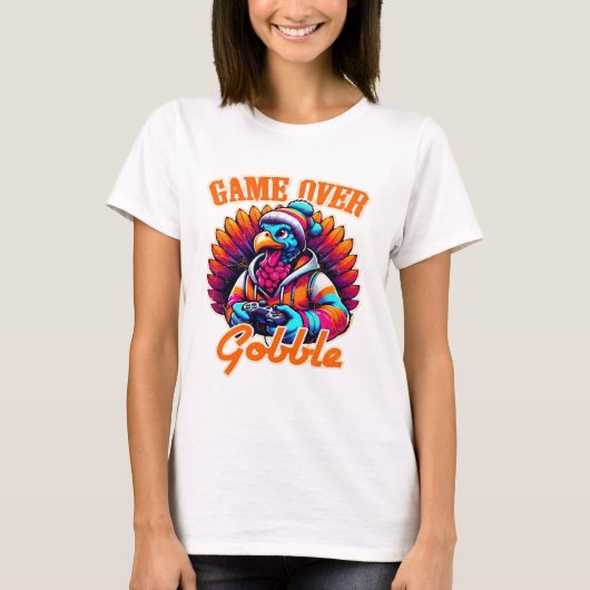 Stylized Hoodie Turkey Gamer with Distressed Orang T-Shirt (Vorderseite)